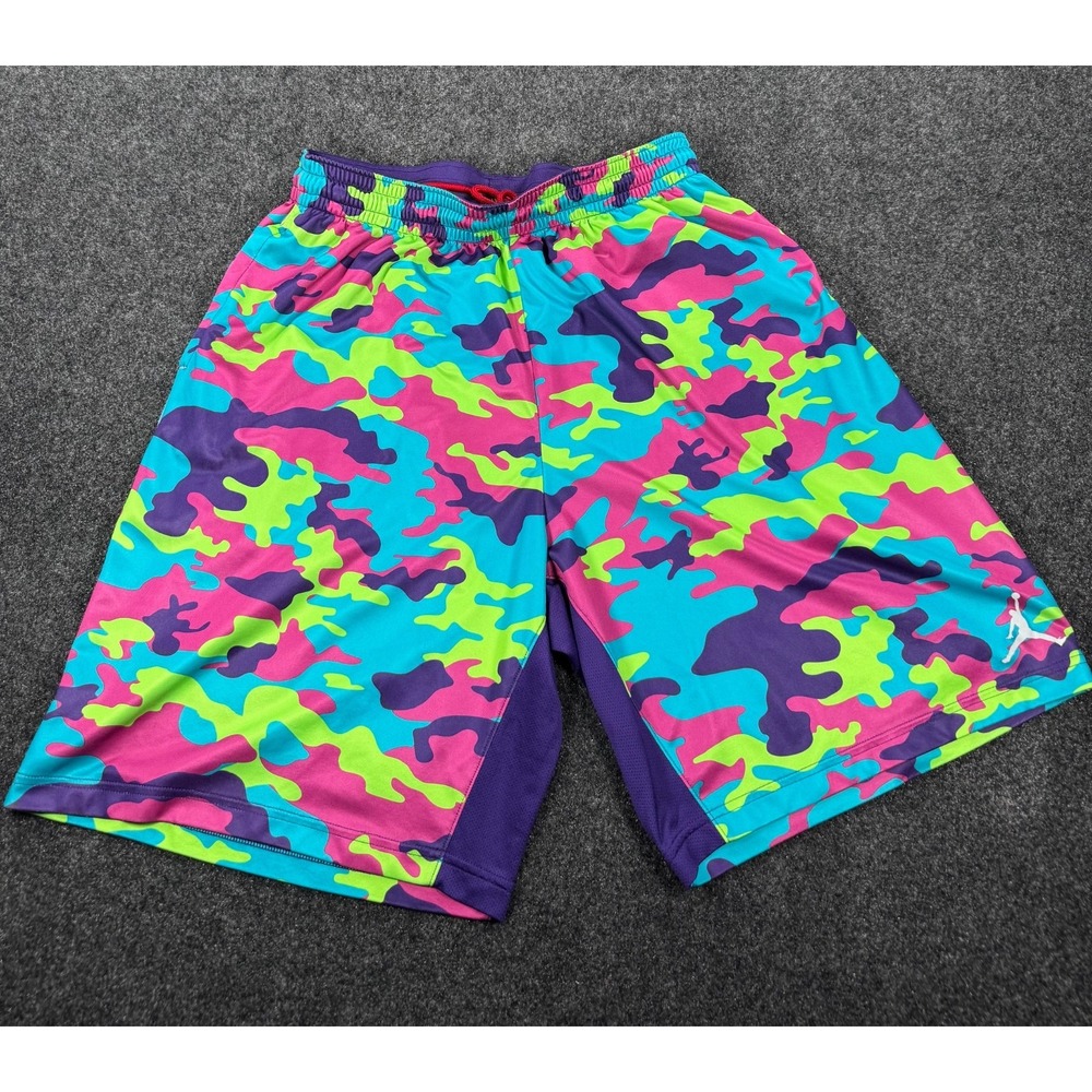 Jordan Dri-FIT Basketball Shorts Mens XXL Neon Camo Jumpman Multicolor